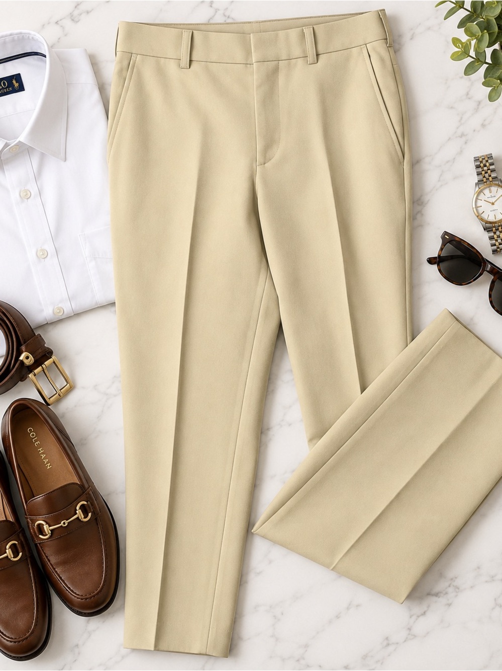 Vintage Haggar Imperial Men’s Cream Dress Pants Flat Front Trousers